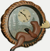 Moose In Log Clock